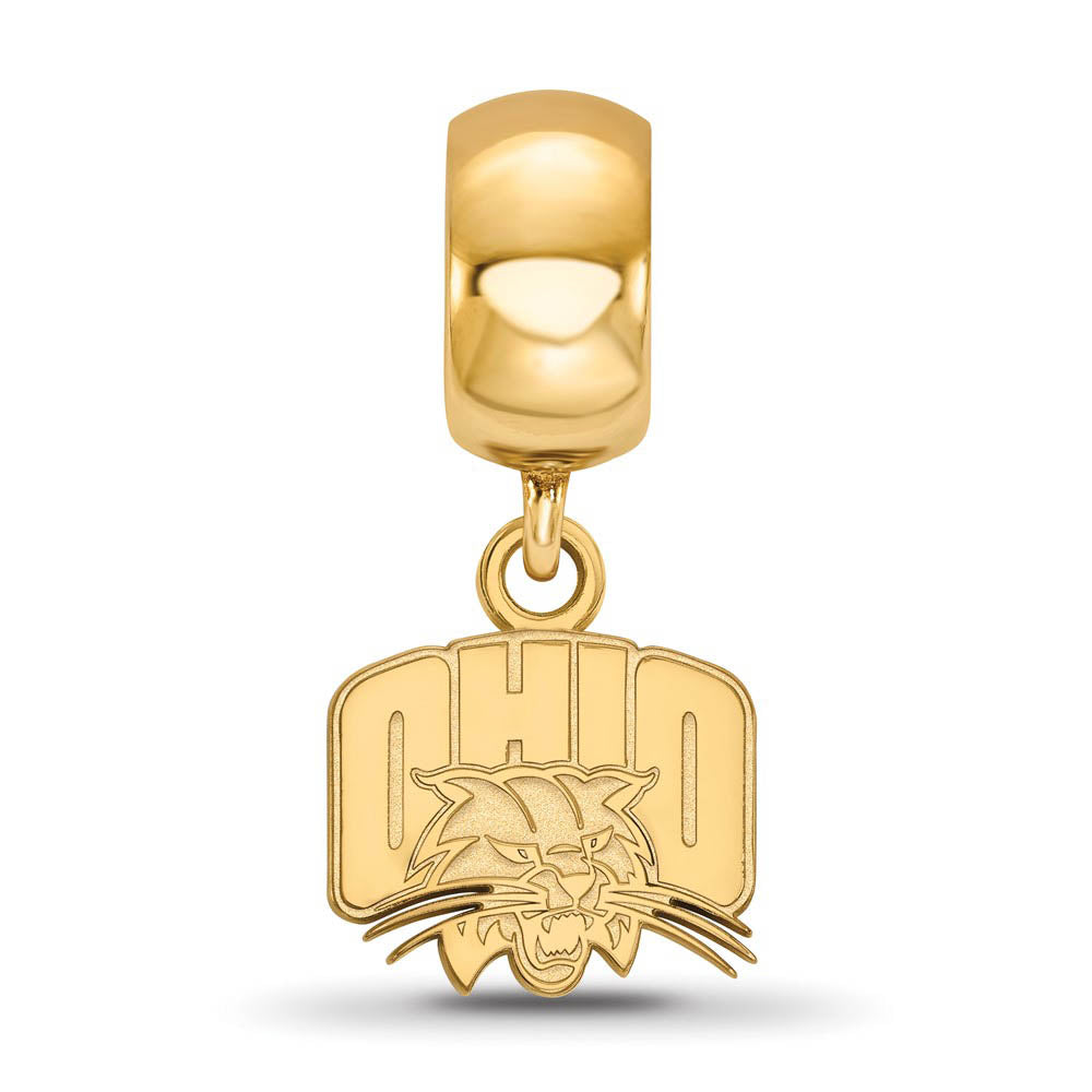 Alternate view of the 14k Gold Plated Silver Ohio Univ. XS 'Ohio' Dangle Bead Charm by The Black Bow Jewelry Co.