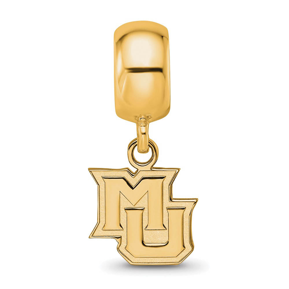 Alternate view of the 14k Gold Plated Silver Marquette University XS Dangle Bead Charm by The Black Bow Jewelry Co.
