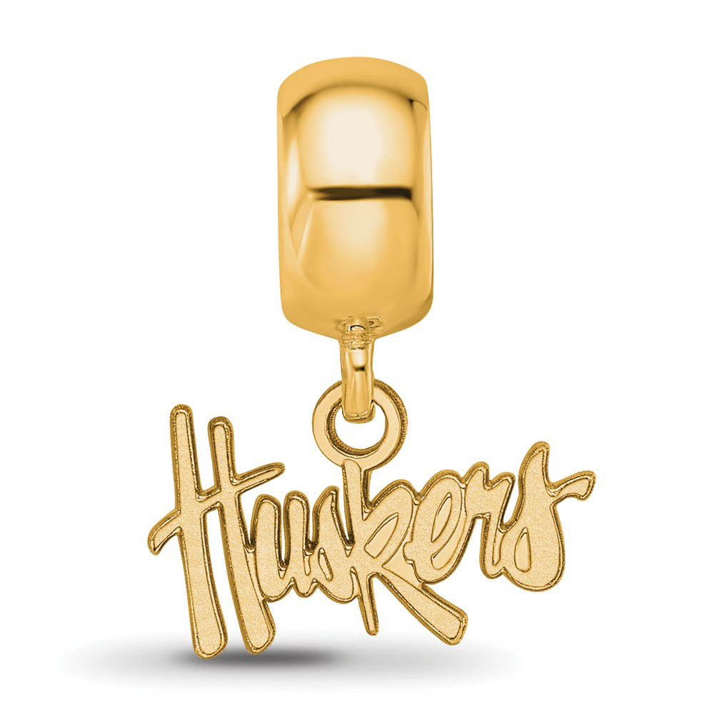 Alternate view of the 14k Gold Plated Silver University of Nebraska XS Dangle Bead Charm by The Black Bow Jewelry Co.
