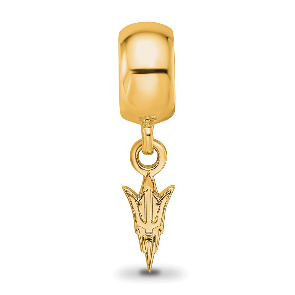 Alternate view of the 14k Gold Plated Silver Arizona State Univ. XS Logo Dangle Bead Charm by The Black Bow Jewelry Co.