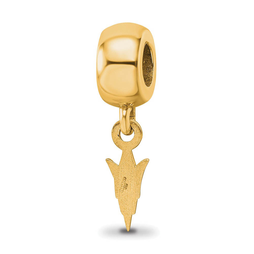 Alternate view of the 14k Gold Plated Silver Arizona State Univ. XS Logo Dangle Bead Charm by The Black Bow Jewelry Co.