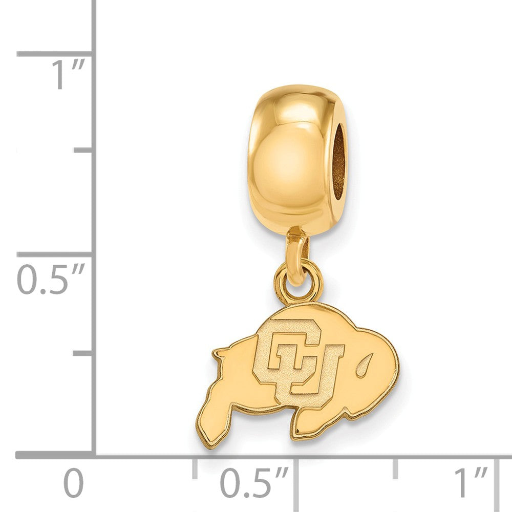 Alternate view of the 14k Gold Plated Silver Univ. of Colorado XS Buffalo Dangle Bead Charm by The Black Bow Jewelry Co.