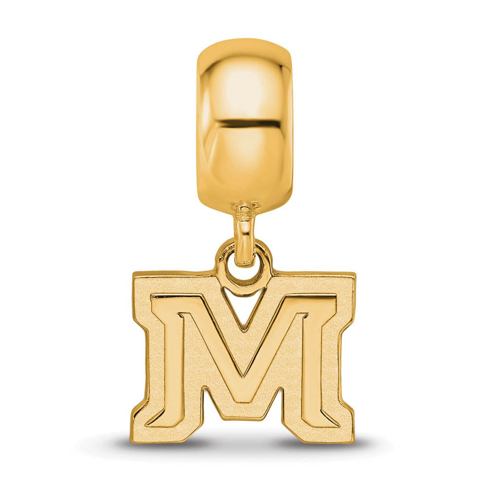 Alternate view of the 14k Gold Plated Silver Montana State University XS Dangle Bead Charm by The Black Bow Jewelry Co.