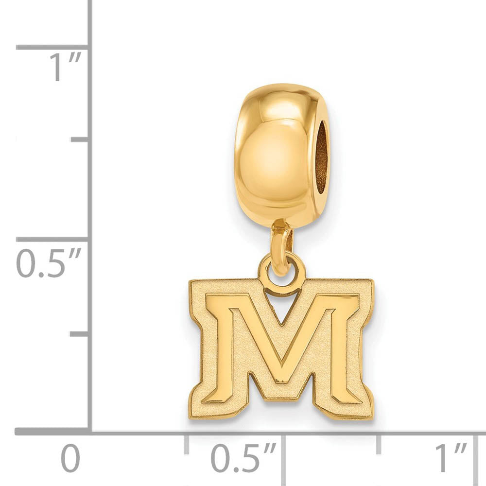 Alternate view of the 14k Gold Plated Silver Montana State University XS Dangle Bead Charm by The Black Bow Jewelry Co.