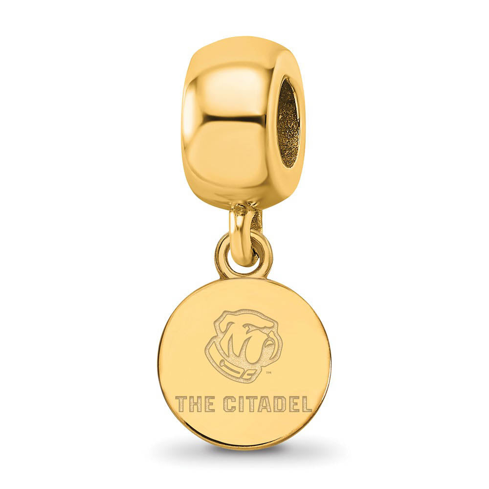 14K Gold Plated Sterling Silver The Citadel XS Disc Dangle Bead Charm, Item B13992 by The Black Bow Jewelry Co.