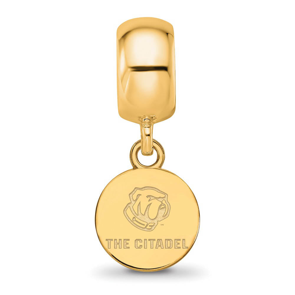 Alternate view of the 14K Gold Plated Sterling Silver The Citadel XS Disc Dangle Bead Charm by The Black Bow Jewelry Co.