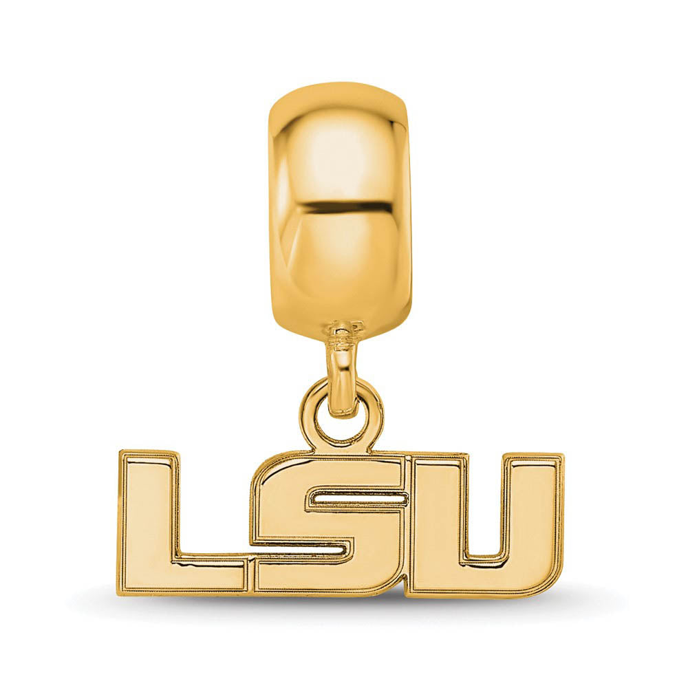 Alternate view of the 14k Gold Plated Silver Louisiana State Univ. XS LSU Dangle Bead Charm by The Black Bow Jewelry Co.