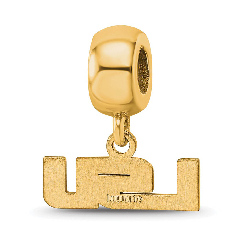 Alternate view of the 14k Gold Plated Silver Louisiana State Univ. XS LSU Dangle Bead Charm by The Black Bow Jewelry Co.