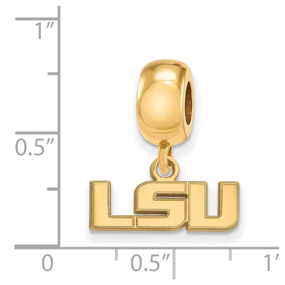 Alternate view of the 14k Gold Plated Silver Louisiana State Univ. XS LSU Dangle Bead Charm by The Black Bow Jewelry Co.