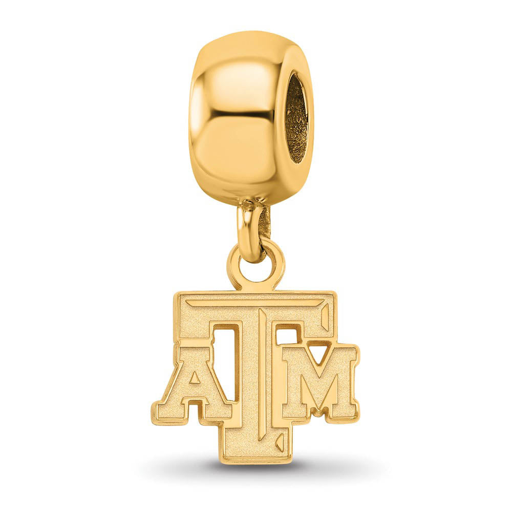 14k Gold Plated Silver Texas A&M Univ. XS 'ATM' Dangle Bead Charm, Item B13995 by The Black Bow Jewelry Co.