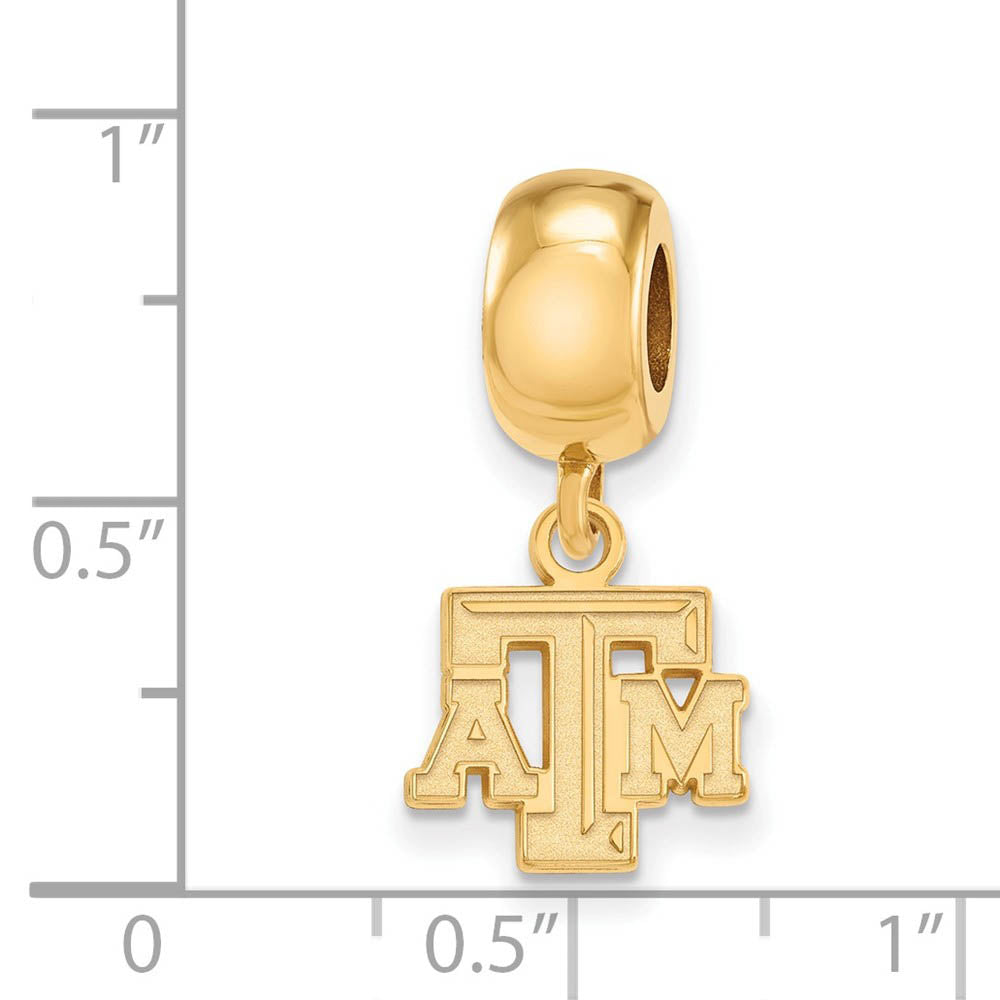 Alternate view of the 14k Gold Plated Silver Texas A&M Univ. XS 'ATM' Dangle Bead Charm by The Black Bow Jewelry Co.