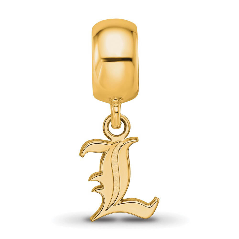 Alternate view of the 14k Gold Plated Silver Univ. of Louisville XS Dangle Bead Charm by The Black Bow Jewelry Co.
