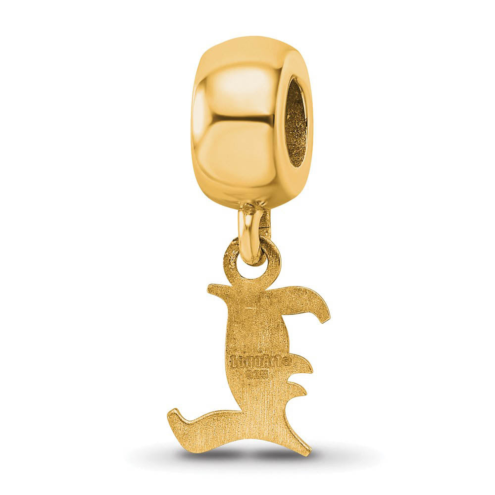 Alternate view of the 14k Gold Plated Silver Univ. of Louisville XS Dangle Bead Charm by The Black Bow Jewelry Co.