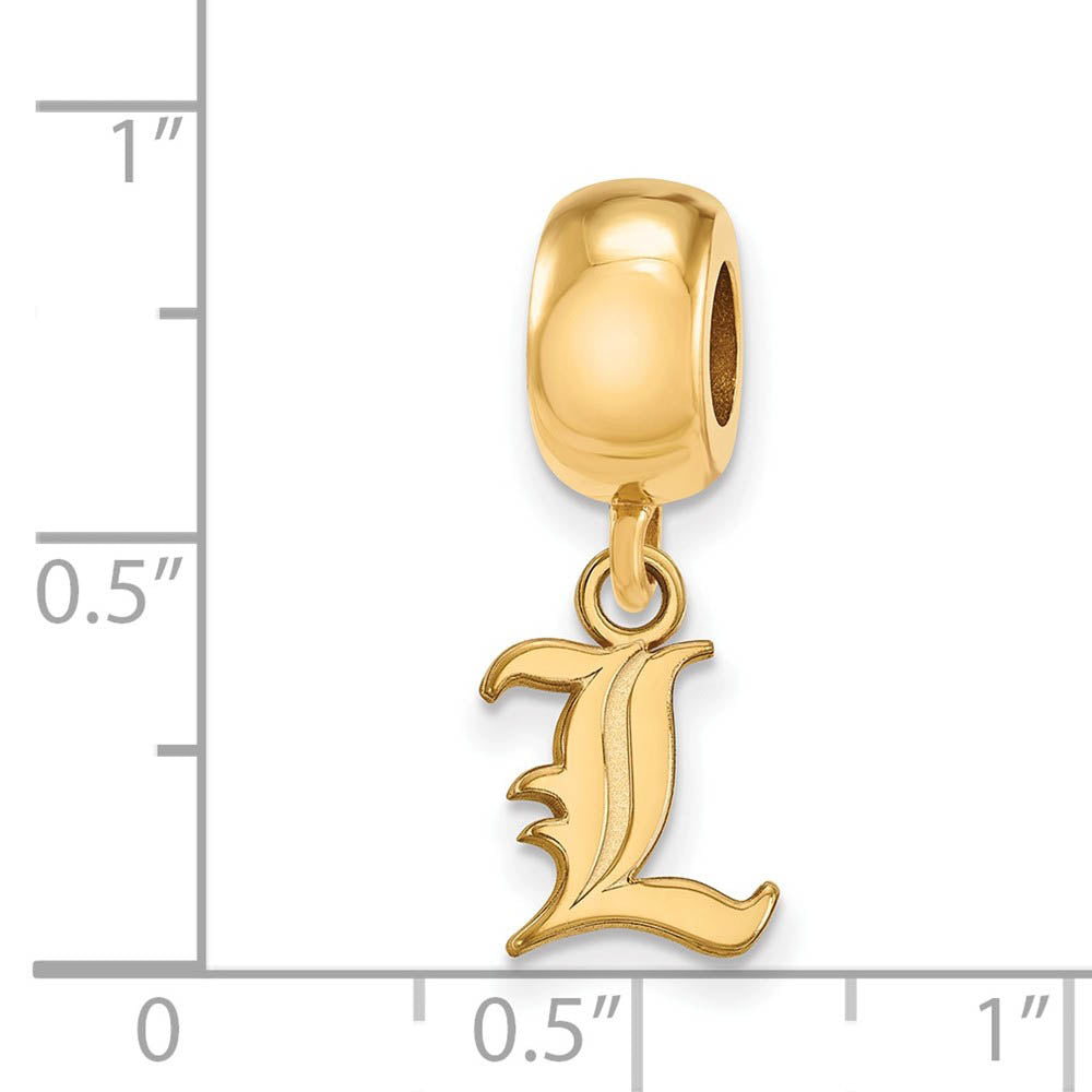 Alternate view of the 14k Gold Plated Silver Univ. of Louisville XS Dangle Bead Charm by The Black Bow Jewelry Co.
