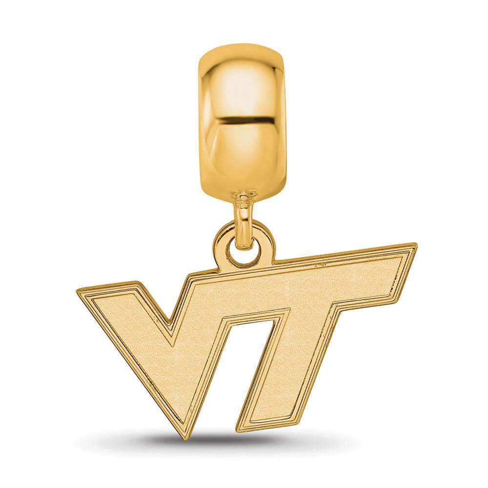 Alternate view of the 14k Gold Plated Silver Virginia Tech XS Dangle 'VT' Bead Charm by The Black Bow Jewelry Co.