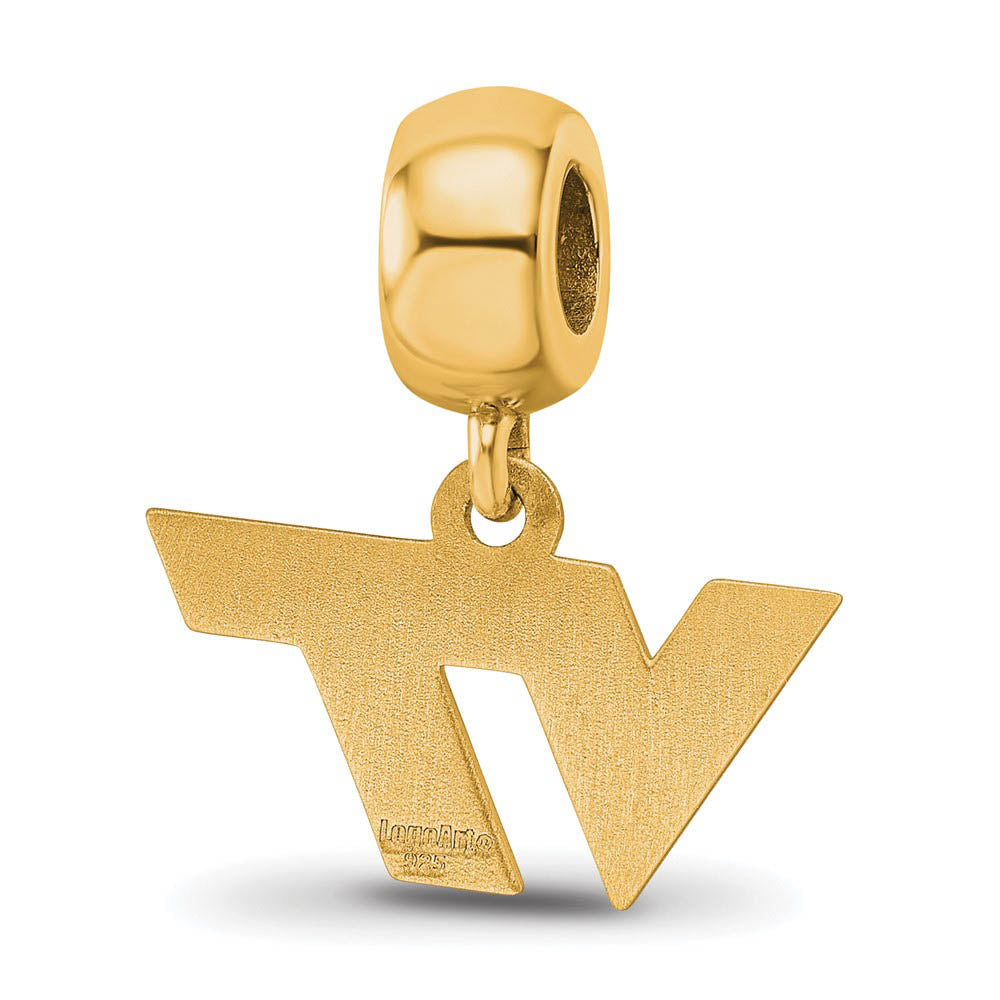 Alternate view of the 14k Gold Plated Silver Virginia Tech XS Dangle 'VT' Bead Charm by The Black Bow Jewelry Co.