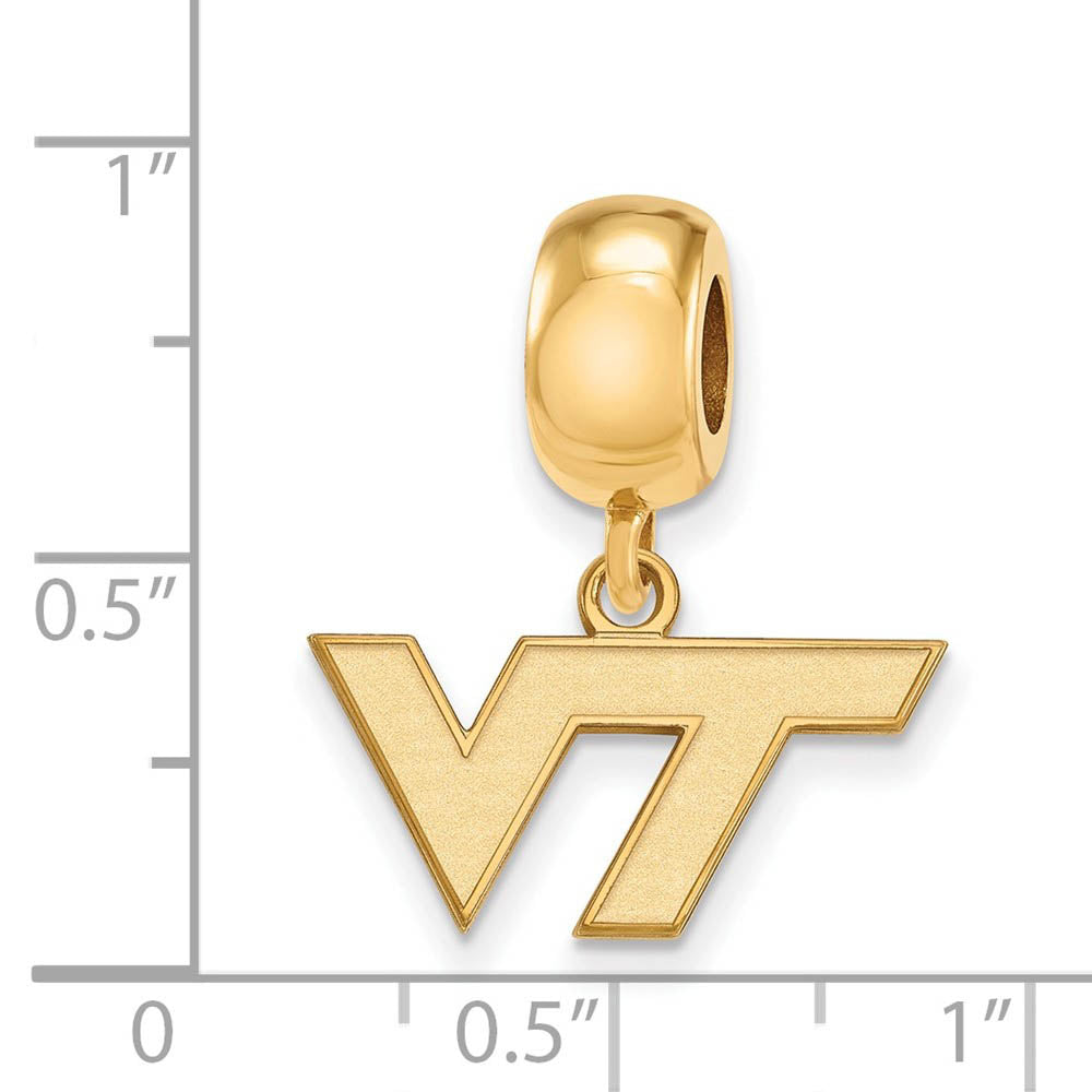 Alternate view of the 14k Gold Plated Silver Virginia Tech XS Dangle 'VT' Bead Charm by The Black Bow Jewelry Co.