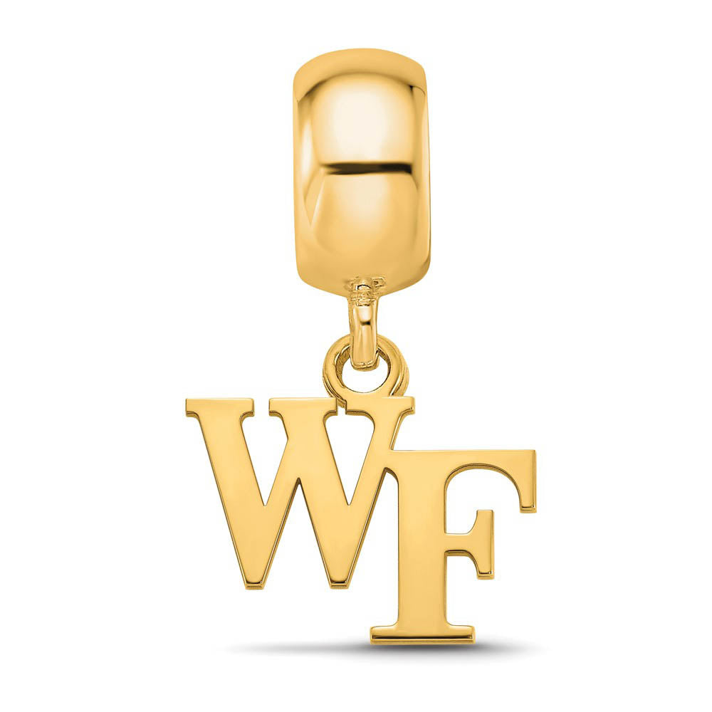 Alternate view of the 14k Gold Plated Silver Wake Forest Univ. XS 'WF' Dangle Bead Charm by The Black Bow Jewelry Co.