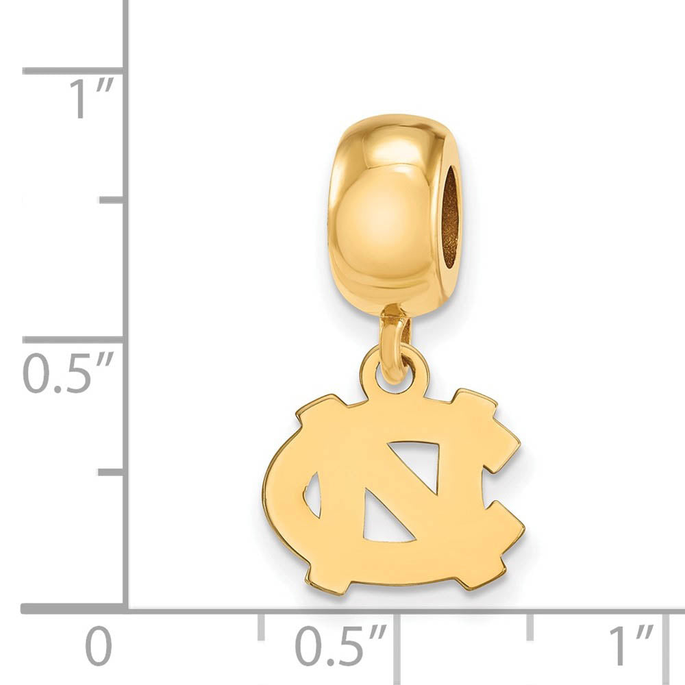 Alternate view of the 14k Gold Plated Silver Univ. of North Carolina XS Dangle Bead Charm by The Black Bow Jewelry Co.