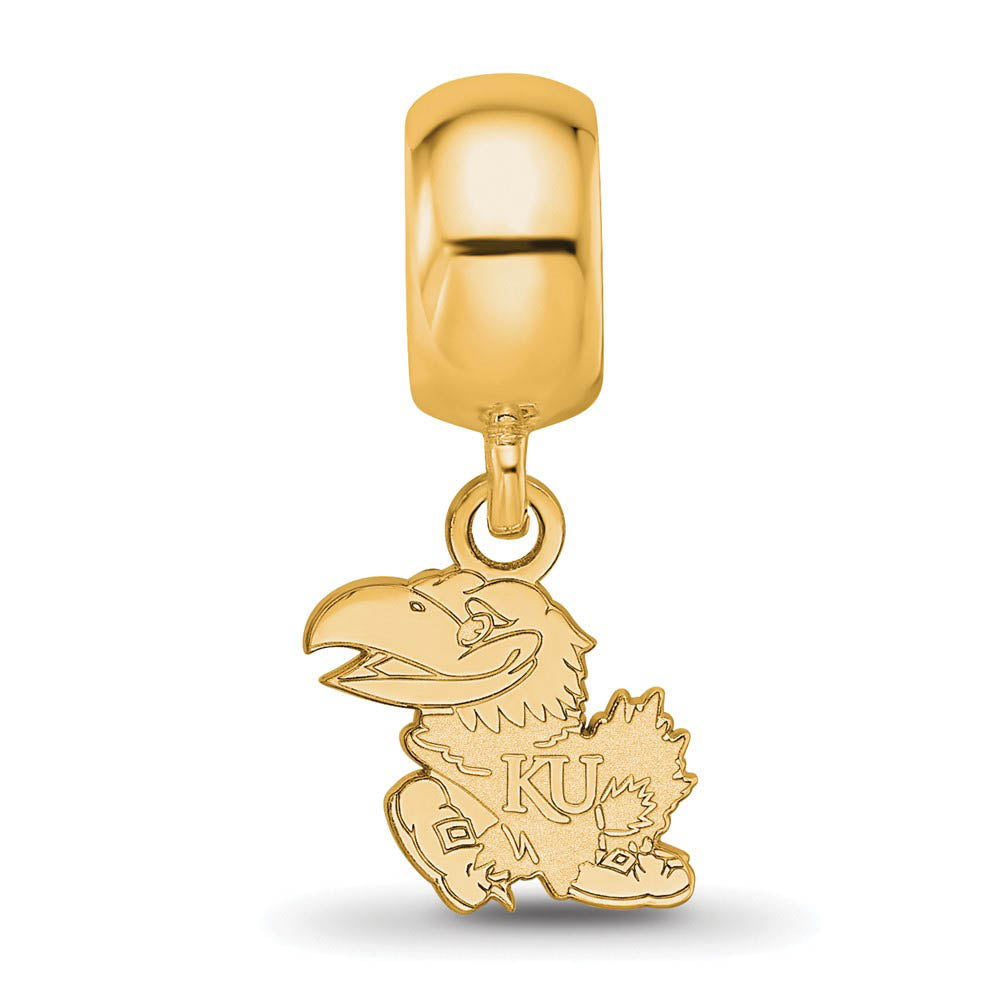 Alternate view of the 14k Gold Plated Silver University of Kansas XS Dangle Bead Charm by The Black Bow Jewelry Co.