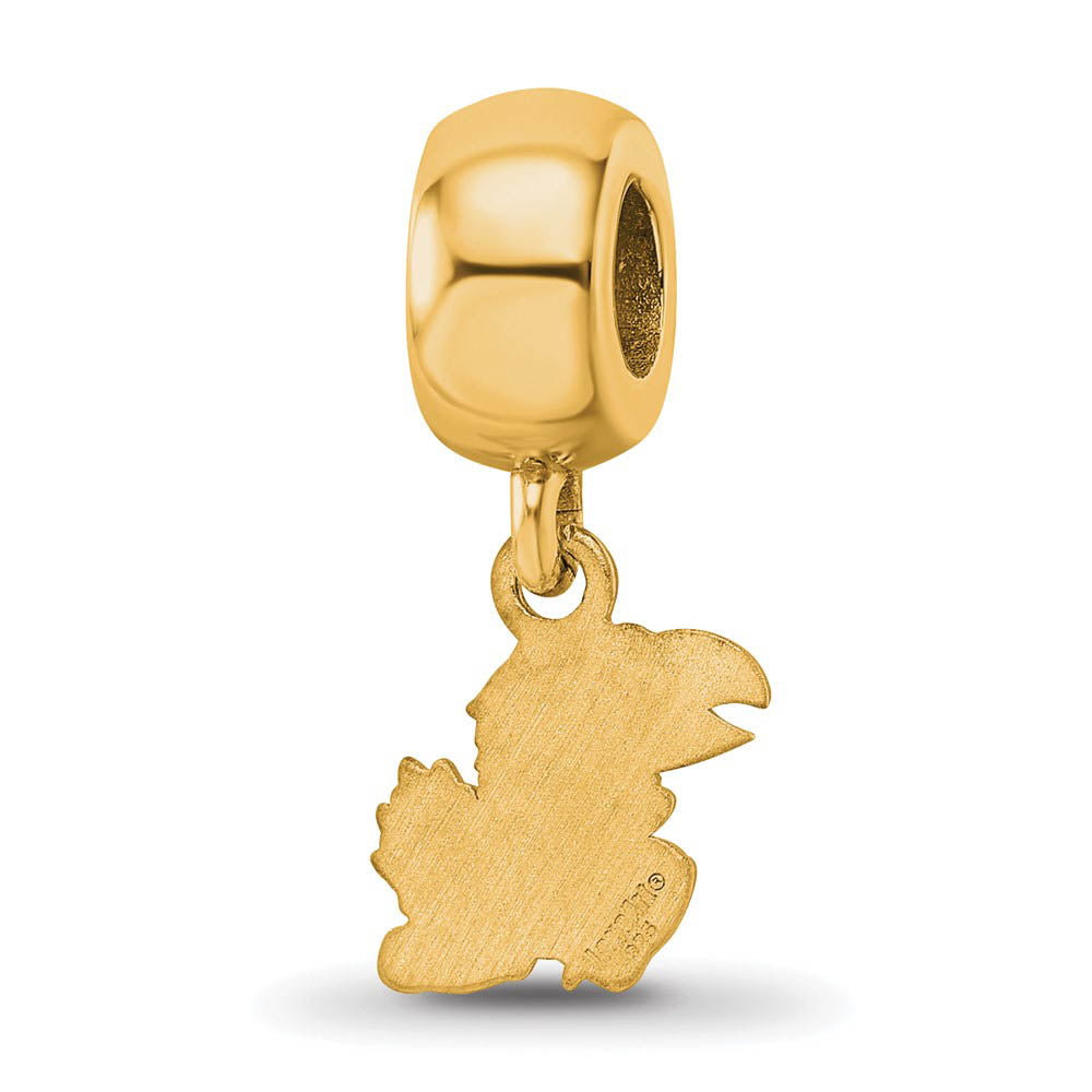 Alternate view of the 14k Gold Plated Silver University of Kansas XS Dangle Bead Charm by The Black Bow Jewelry Co.