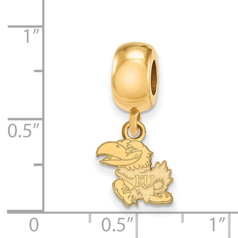 Alternate view of the 14k Gold Plated Silver University of Kansas XS Dangle Bead Charm by The Black Bow Jewelry Co.