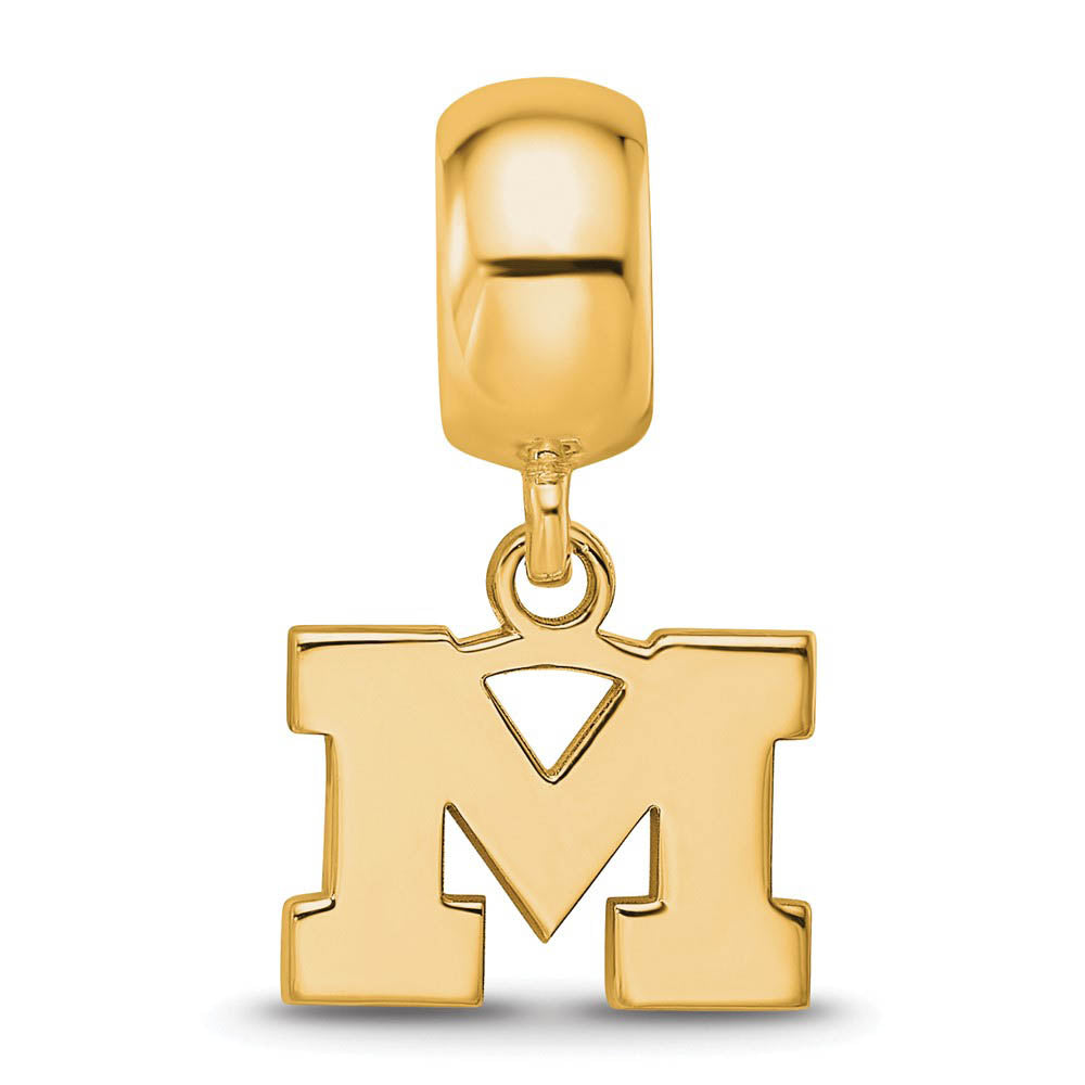Alternate view of the 14k Gold Plated Silver Michigan (Univ of) XS Dangle Bead Charm by The Black Bow Jewelry Co.