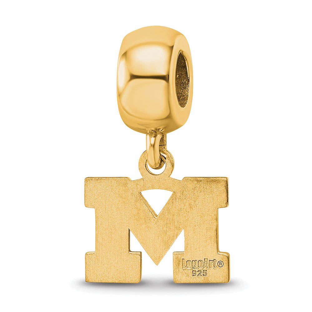 Alternate view of the 14k Gold Plated Silver Michigan (Univ of) XS Dangle Bead Charm by The Black Bow Jewelry Co.
