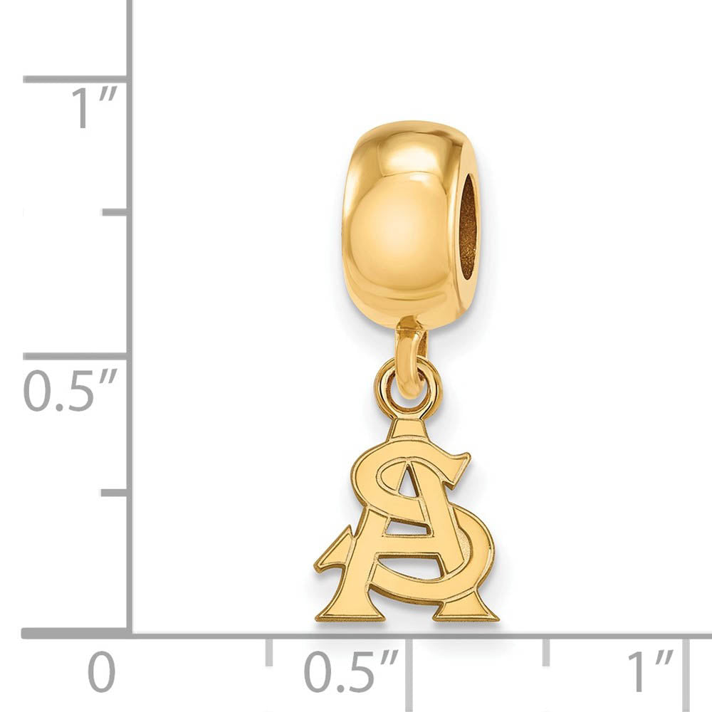 Alternate view of the 14k Gold Plated Silver Arizona State University XS Dangle Bead Charm by The Black Bow Jewelry Co.