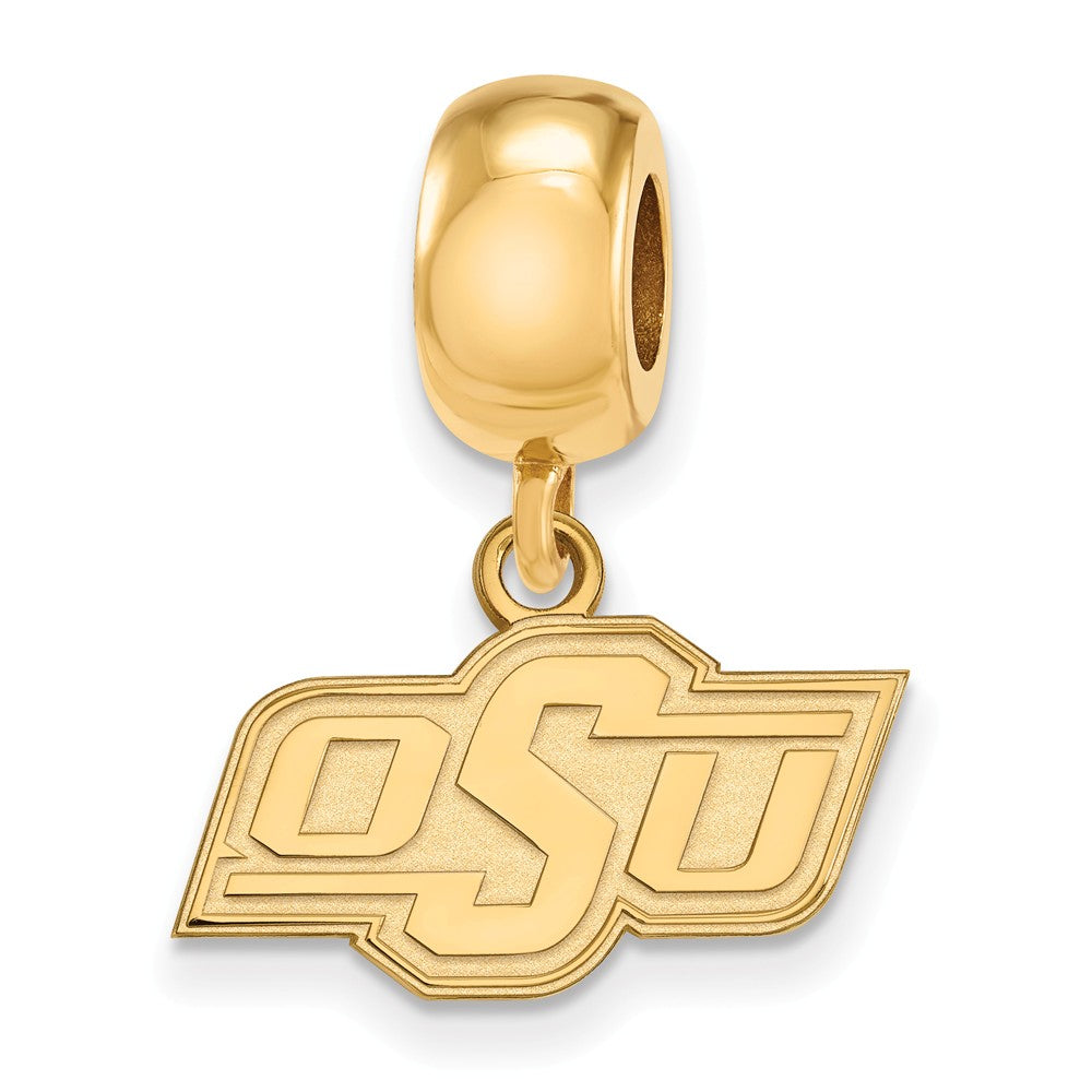 14k Gold Plated Silver Oklahoma State University XS Dangle Bead Charm, Item B14009 by The Black Bow Jewelry Co.