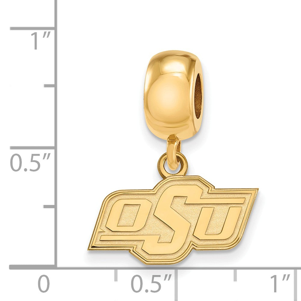 Alternate view of the 14k Gold Plated Silver Oklahoma State University XS Dangle Bead Charm by The Black Bow Jewelry Co.