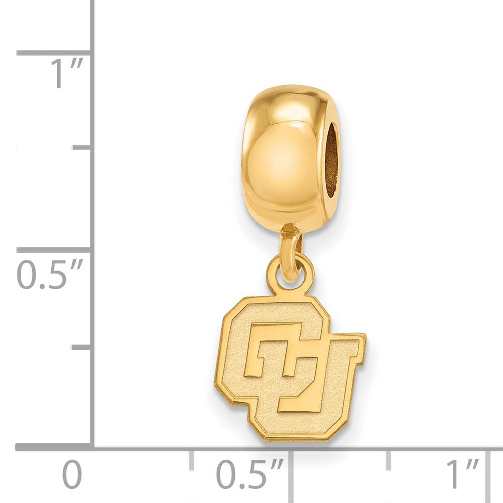 Alternate view of the 14k Gold Plated Silver University of Colorado XS Dangle Bead Charm by The Black Bow Jewelry Co.
