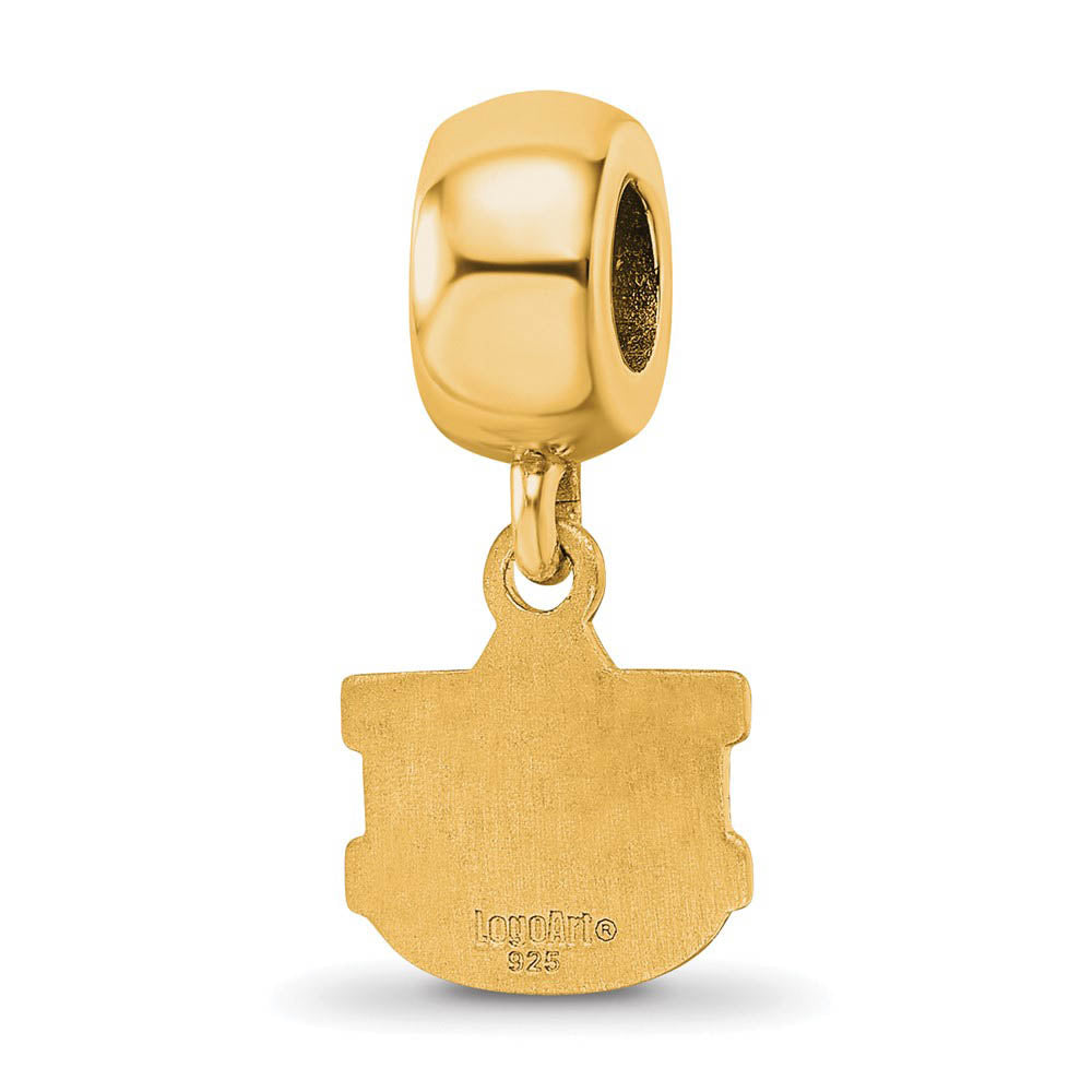 Alternate view of the 14k Gold Plated Silver Auburn Univ. XS 'AU' Dangle Bead Charm by The Black Bow Jewelry Co.