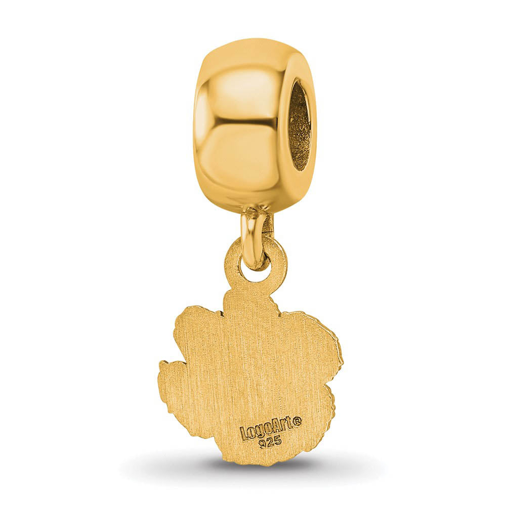 Alternate view of the 14k Gold Plated Silver Clemson University XS Dangle Bead Charm by The Black Bow Jewelry Co.