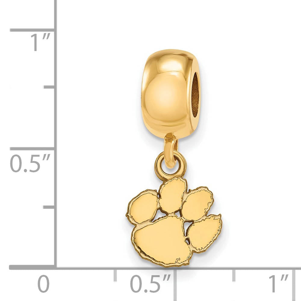 Alternate view of the 14k Gold Plated Silver Clemson University XS Dangle Bead Charm by The Black Bow Jewelry Co.