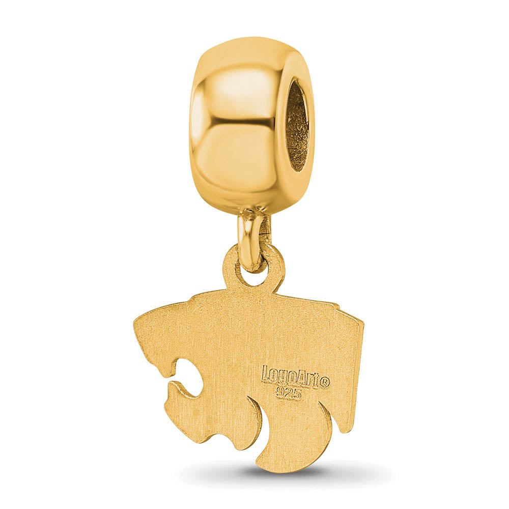 Alternate view of the 14k Gold Plated Silver Kansas State Univ. XS Wildcat Dangle Bead Charm by The Black Bow Jewelry Co.