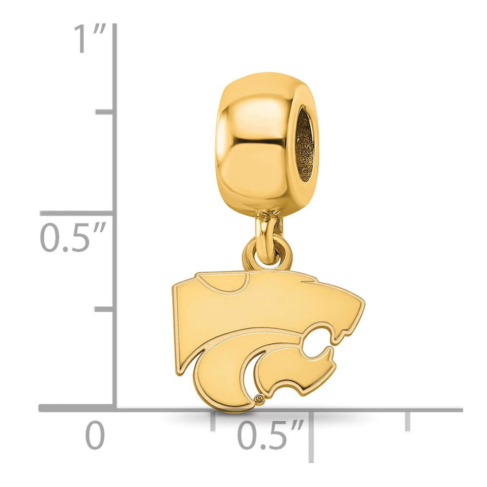 Alternate view of the 14k Gold Plated Silver Kansas State Univ. XS Wildcat Dangle Bead Charm by The Black Bow Jewelry Co.