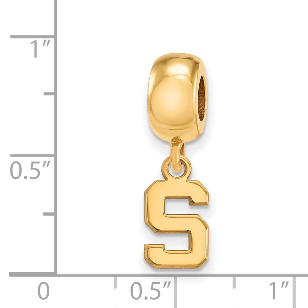 Alternate view of the 14k Gold Plated Silver Michigan State Univ. XS 'S' Dangle Bead Charm by The Black Bow Jewelry Co.