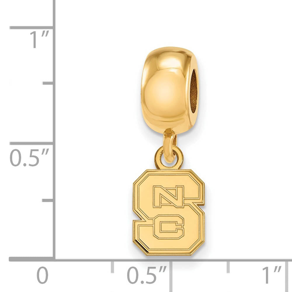 Alternate view of the 14k Gold Plated Silver North Carolina State U 'NCS' Dangle Bead Charm by The Black Bow Jewelry Co.