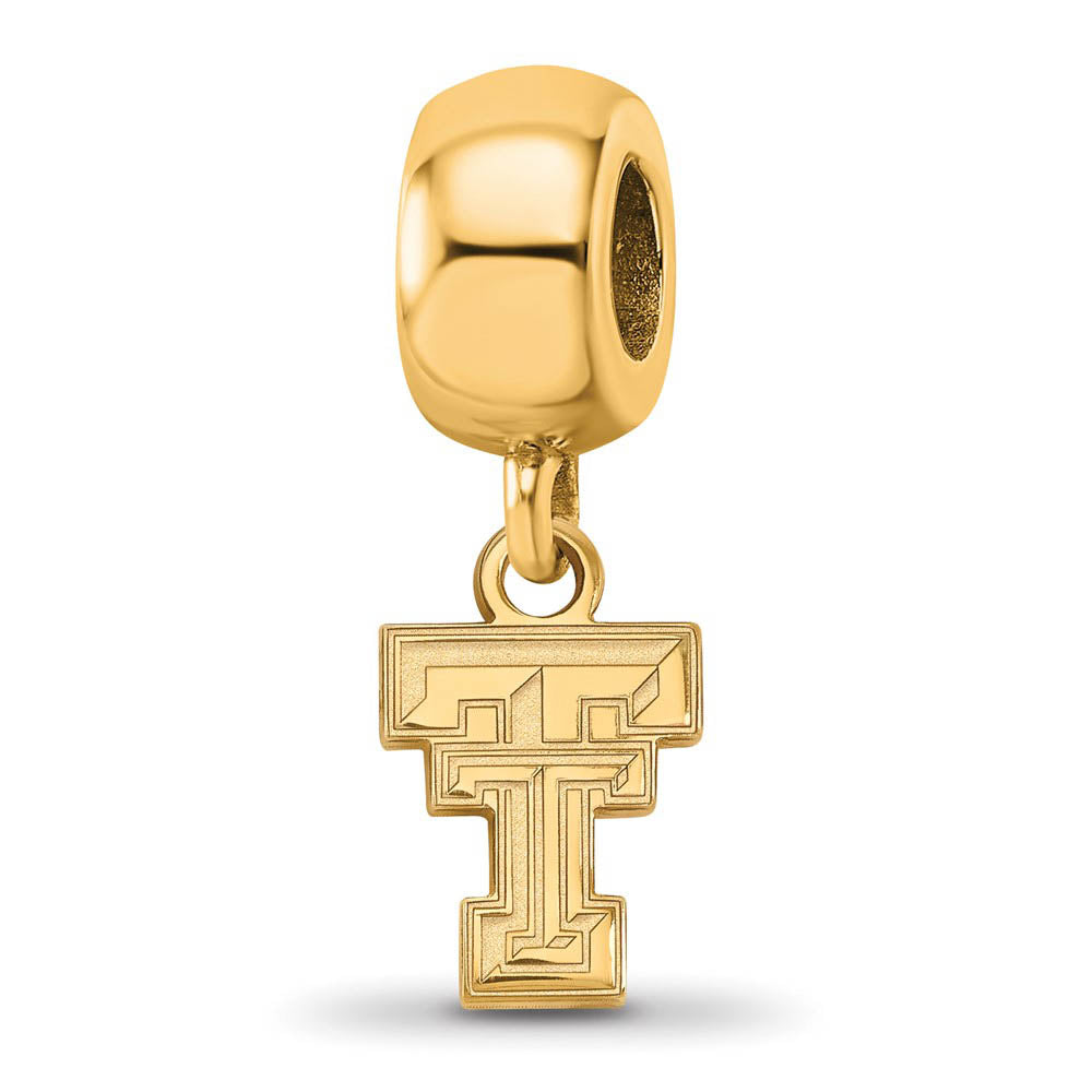 14k Gold Plated Silver Texas Tech University XS Dangle Bead Charm, Item B14022 by The Black Bow Jewelry Co.