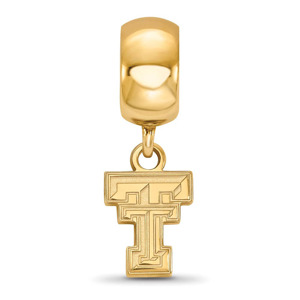 Alternate view of the 14k Gold Plated Silver Texas Tech University XS Dangle Bead Charm by The Black Bow Jewelry Co.