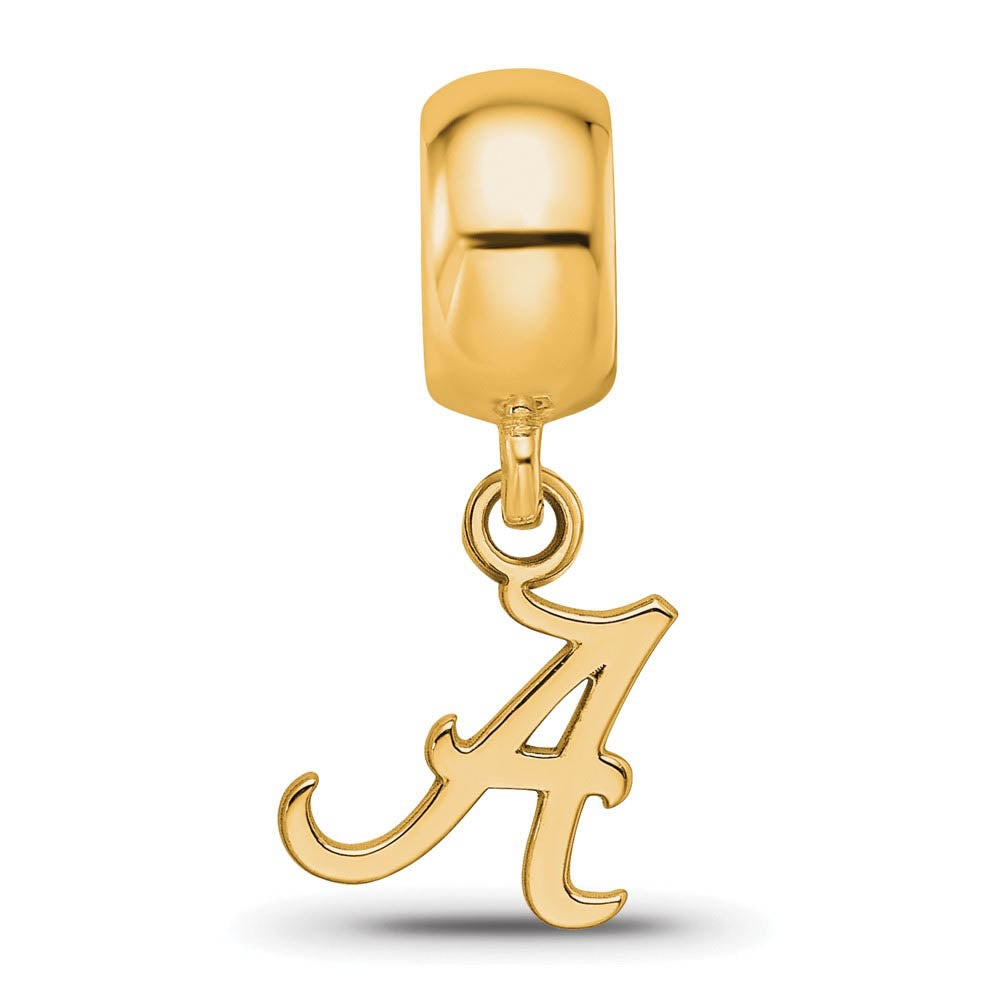 Alternate view of the 14k Gold Plated Silver Univ. of Alabama XS 'A' Dangle Bead Charm by The Black Bow Jewelry Co.