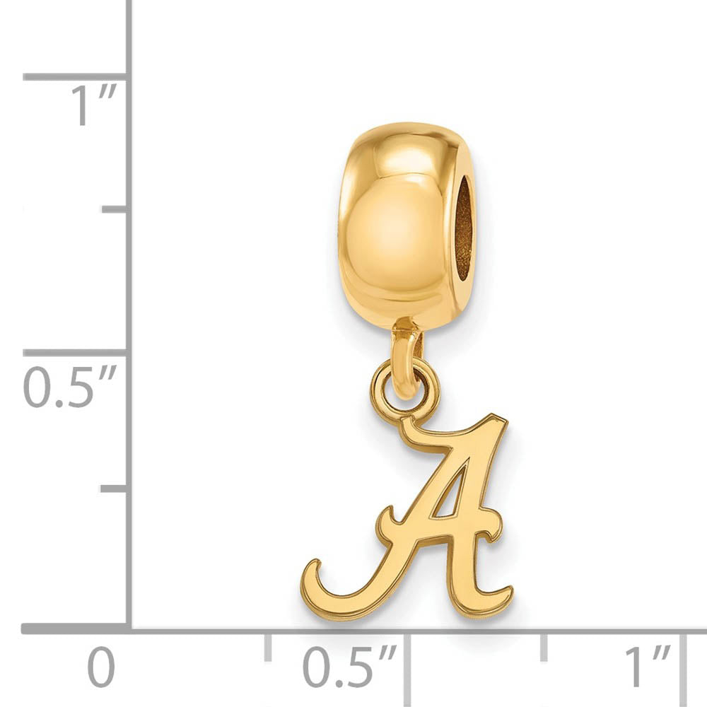 Alternate view of the 14k Gold Plated Silver Univ. of Alabama XS 'A' Dangle Bead Charm by The Black Bow Jewelry Co.