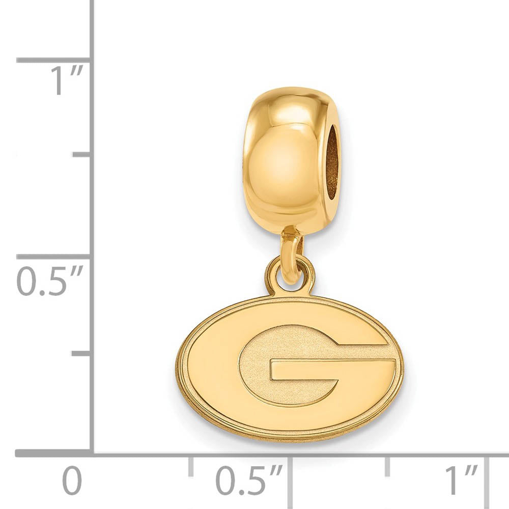 Alternate view of the 14k Gold Plated Silver University of Georgia XS Dangle Bead Charm by The Black Bow Jewelry Co.