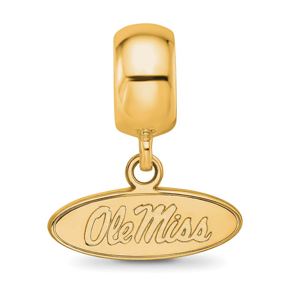 Alternate view of the 14k Gold Plated Silver U. of Mississippi Ole Miss XS Dangle Bead Charm by The Black Bow Jewelry Co.