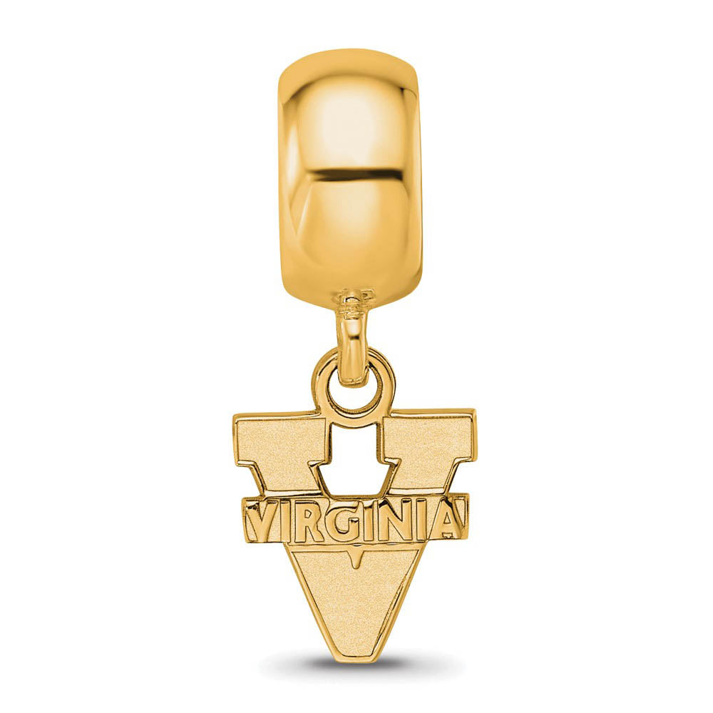 Alternate view of the 14k Gold Plated Silver University of Virginia XS 'V' Dangle Bead Charm by The Black Bow Jewelry Co.