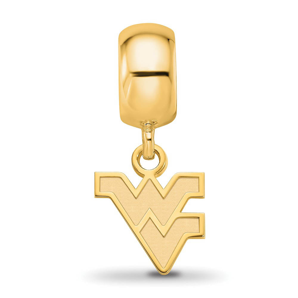 Alternate view of the 14k Gold Plated Silver West Virginia Univ. XS 'WV' Dangle Bead Charm by The Black Bow Jewelry Co.