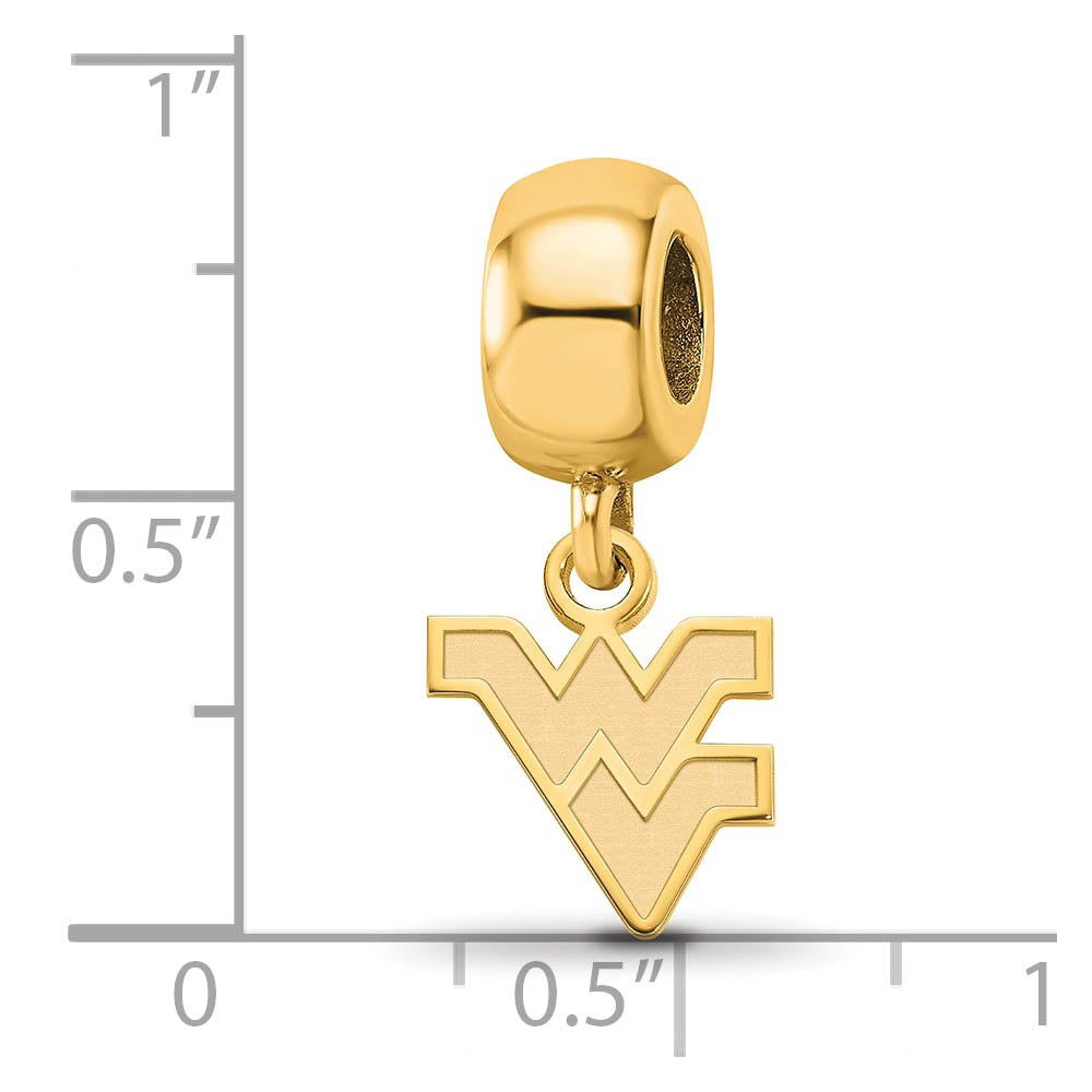 Alternate view of the 14k Gold Plated Silver West Virginia Univ. XS 'WV' Dangle Bead Charm by The Black Bow Jewelry Co.