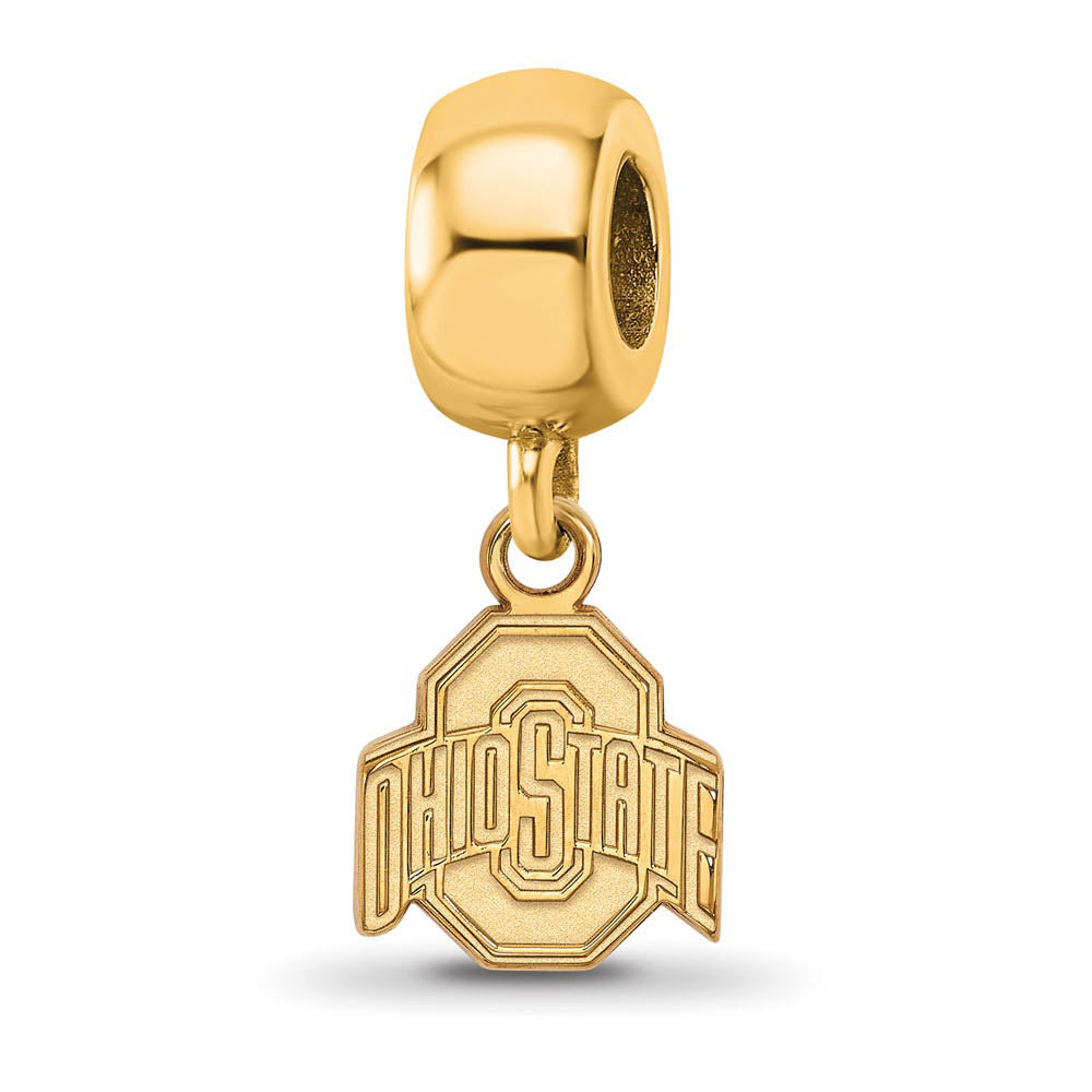 14k Gold Plated Silver Ohio State Univ. XS 'O' Dangle Bead Charm, Item B14037 by The Black Bow Jewelry Co.