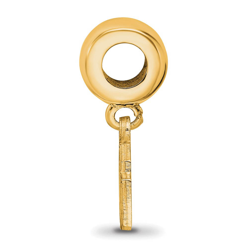 Alternate view of the 14k Gold Plated Silver Ohio State Univ. XS 'O' Dangle Bead Charm by The Black Bow Jewelry Co.